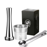 ICafilas for illy Coffee Machine Refillable Filters Stainless Steel Reusable Metal Capsule & Tamper Spoon