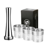 ICafilas for illy Coffee Machine Refillable Filters Stainless Steel Reusable Metal Capsule & Tamper Spoon