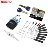 NAIERDI Practice Lock Pick Set Transparent Visible Copper Padlock Locksmith Supplies For Training Skill Hand Tools Hardware.