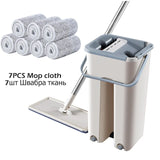 Free Hand Washing Flat Mop with Bucket Lazy 360 Rotating Magic Mop With Squeezing Floor Cleaner Mop Household Cleaning Tool