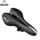 GEL Reflective Shock Absorbing Hollow Bicycle Saddle PVC Fabric Soft Mtb Cycling Road Mountain Bike Seat Bicycle Accessories