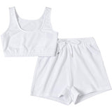 Simenual Active Sportswear Tank Top And Biker Shorts Sets For Women Casual Solid Athleisure Two Piece Outfits Summer 2021 Set