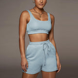 Simenual Active Sportswear Tank Top And Biker Shorts Sets For Women Casual Solid Athleisure Two Piece Outfits Summer 2021 Set