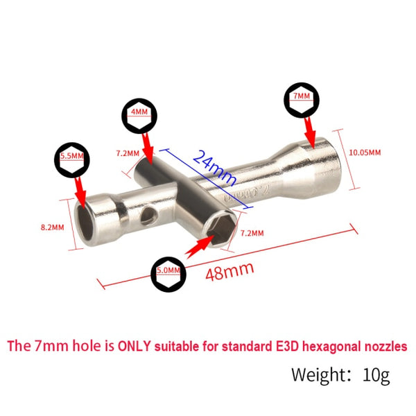 KeePang E3D V6 Nozzle Mini Spanner M2 M2.5 M3 M4 Screw Nut Hexagonal Cross Wrench Sleeve socket Maintenance Model Car Wheel Tool