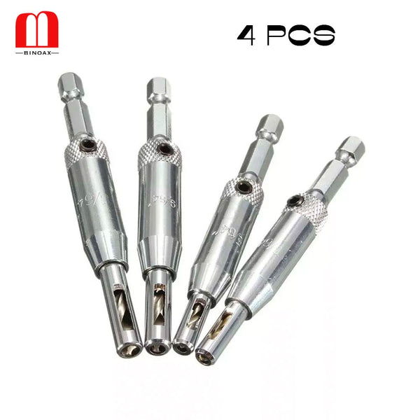 BINOAX 4 Pcs Self Centering Hinge Hardware Drill Bit Set 5/64 7/64 9/64 11/64 HSS Wood Tool Hole Saw Cabinet Tool Set #ND01005#.