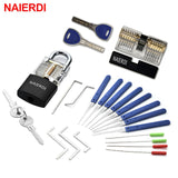 NAIERDI Practice Lock Pick Set Transparent Visible Copper Padlock Locksmith Supplies For Training Skill Hand Tools Hardware.