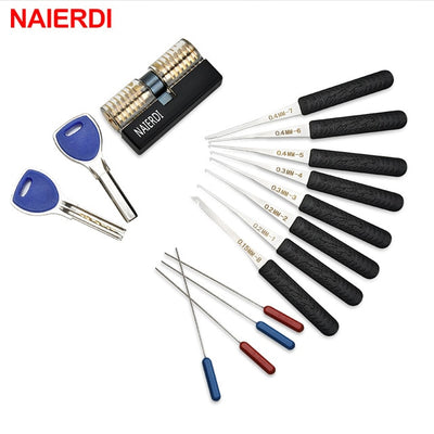 NAIERDI Practice Lock Pick Set Transparent Visible Copper Padlock Locksmith Supplies For Training Skill Hand Tools Hardware.