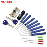 NAIERDI Practice Lock Pick Set Transparent Visible Copper Padlock Locksmith Supplies For Training Skill Hand Tools Hardware.