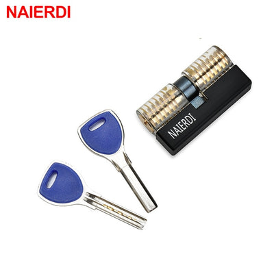 NAIERDI Practice Lock Pick Set Transparent Visible Copper Padlock Locksmith Supplies For Training Skill Hand Tools Hardware.