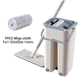 Free Hand Washing Flat Mop with Bucket Lazy 360 Rotating Magic Mop With Squeezing Floor Cleaner Mop Household Cleaning Tool