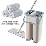 Free Hand Washing Flat Mop with Bucket Lazy 360 Rotating Magic Mop With Squeezing Floor Cleaner Mop Household Cleaning Tool