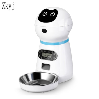 Plug Automatic Pet Feeders With Voice Record Stainless Steel Dog Food Bowl Auto Cat LCD Screen Timer Food Dispenser