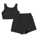 Simenual Active Sportswear Tank Top And Biker Shorts Sets For Women Casual Solid Athleisure Two Piece Outfits Summer 2021 Set