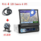 Podofo 1Din Car Stereo Radio GPS Navi 7" HD Retractable Screen MP5 Player Bluetooth Autoradio Mirror Link Radios Tape Recorder